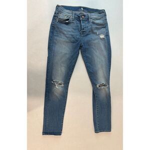 7 for all Mankind Josefina Skinny Boyfriend Jeans Distressed  Button-Fly Size 26